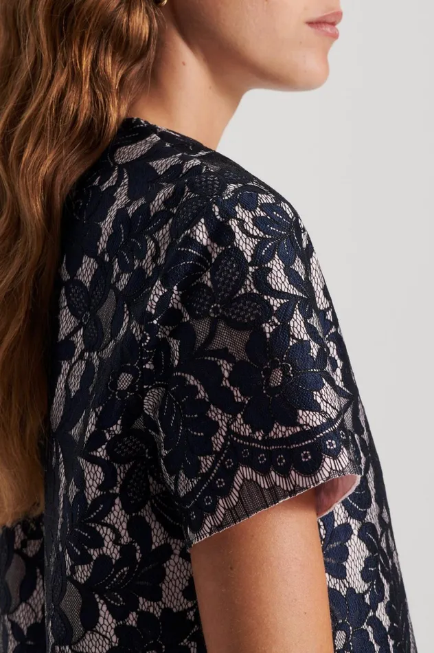 Tops Women Scanlan Theodore BONDED LACE TOP Navy Tops Women Scanlan Theodore BONDED LACE TOP Navy