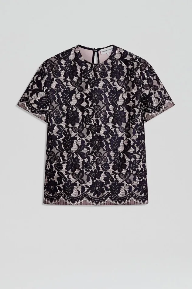 Tops Women Scanlan Theodore BONDED LACE TOP Navy Tops Women Scanlan Theodore BONDED LACE TOP Navy