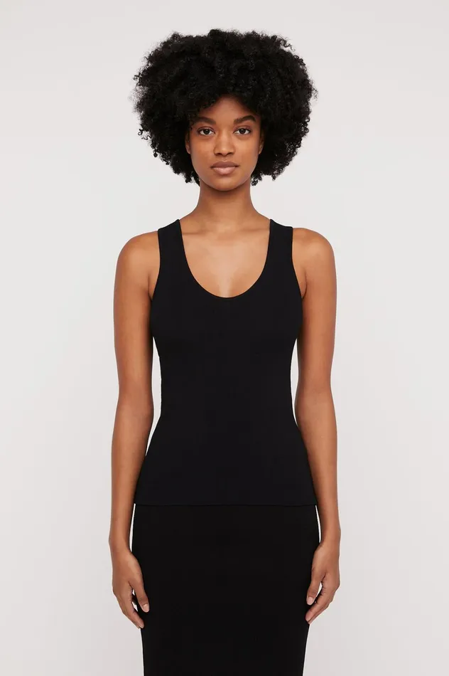 Tops Women Scanlan Theodore CREPE KNIT SINGLET Black Tops Women Scanlan Theodore CREPE KNIT SINGLET Black