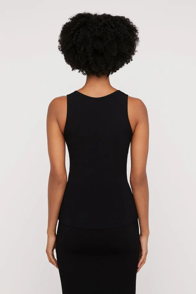 Tops Women Scanlan Theodore CREPE KNIT SINGLET Black Tops Women Scanlan Theodore CREPE KNIT SINGLET Black