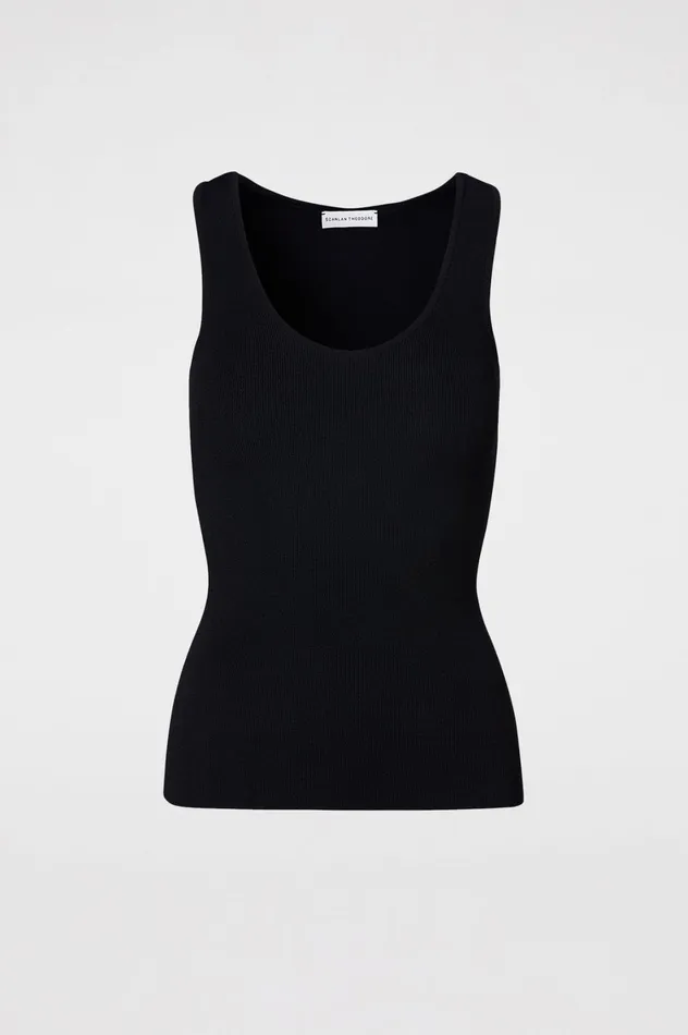 Tops Women Scanlan Theodore CREPE KNIT SINGLET Black Tops Women Scanlan Theodore CREPE KNIT SINGLET Black