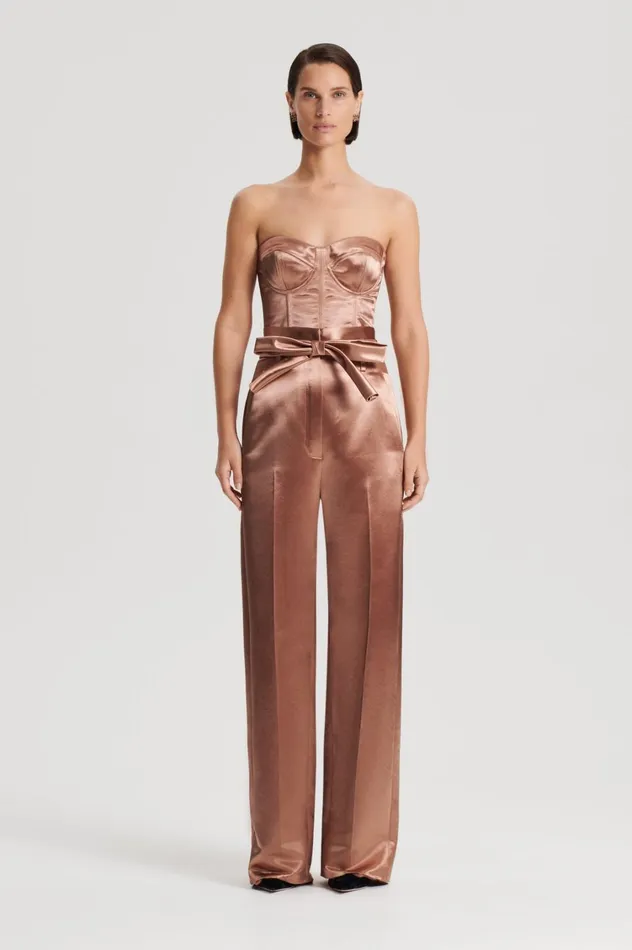 Trousers Women Scanlan Theodore FRENCH SATIN TROUSER Cinnamon
