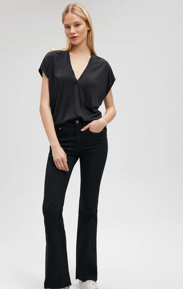 VNeck Shirt In Black Women Mavi Jeans Shirts VNeck Shirt In Black Women Mavi Jeans Shirts