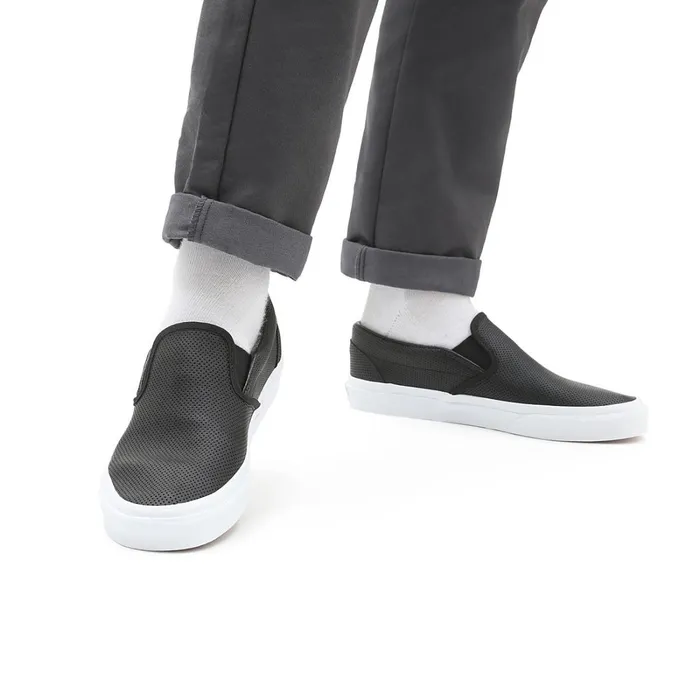 Vans Classics Men Perf Leather Classic SlipOn Shoes Black