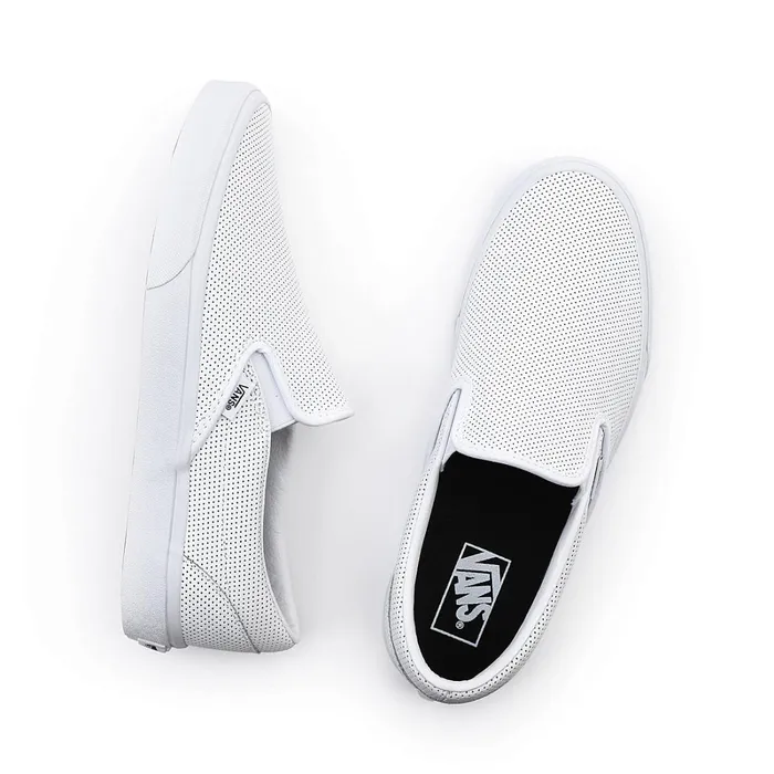Vans Classics Women Perf Leather Classic SlipOn Shoes White
