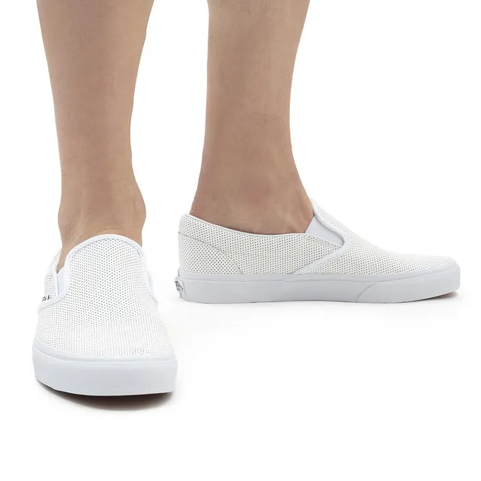 Vans Classics Women Perf Leather Classic SlipOn Shoes White