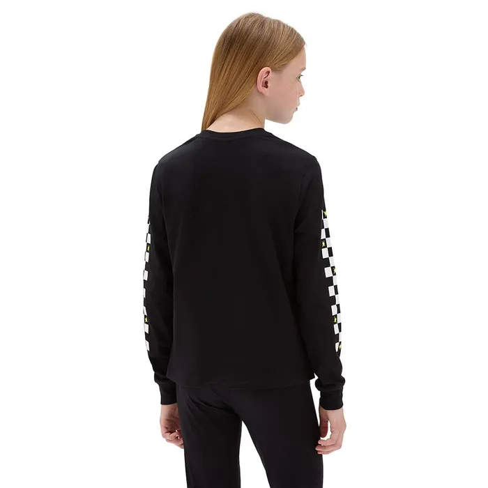 Vans Girls Clothing 814 Years Kids Girls Here Kitty Long Sleeve Shorty TShirt 814 Years Black