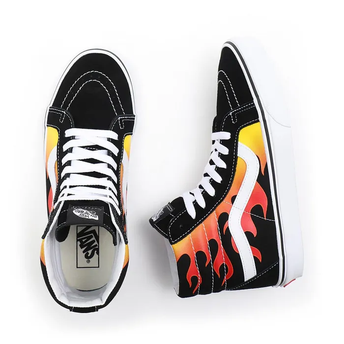 Vans HiTop Shoes Men Flame Sk8Hi Reissue Shoes Black