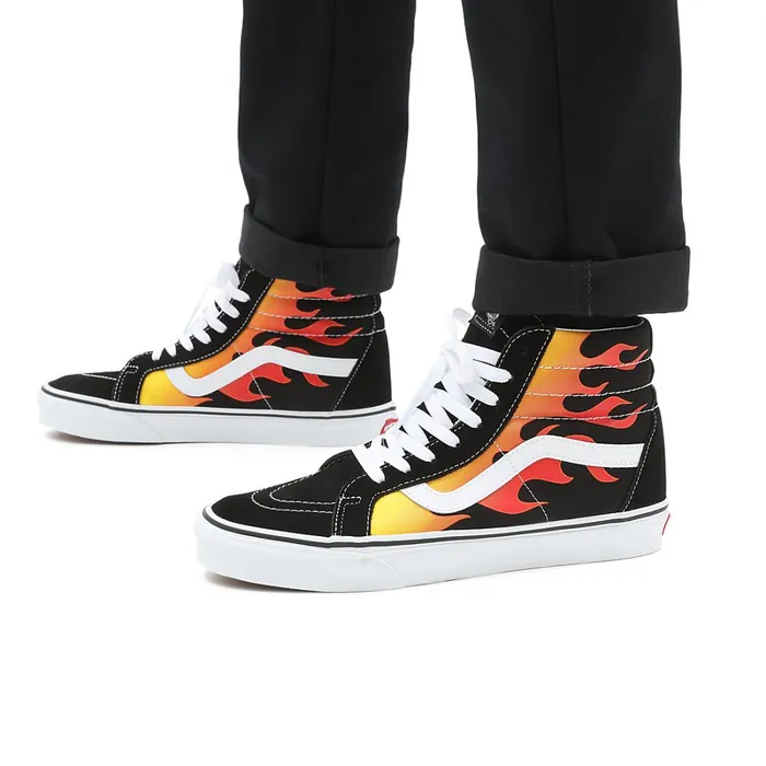 Vans HiTop Shoes Men Flame Sk8Hi Reissue Shoes Black