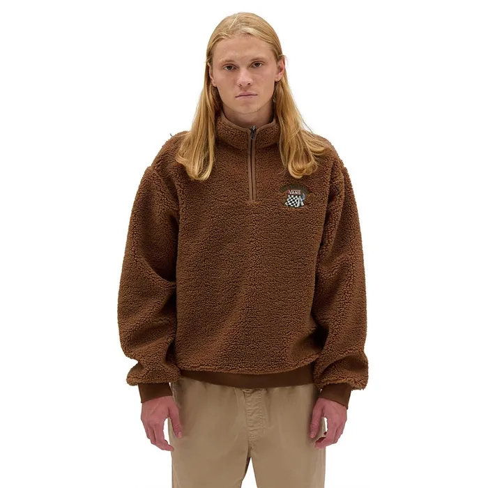 Vans Hoodies and Sweatshirts Men Happy Camper Quarter Zip Sweatshirt Brown