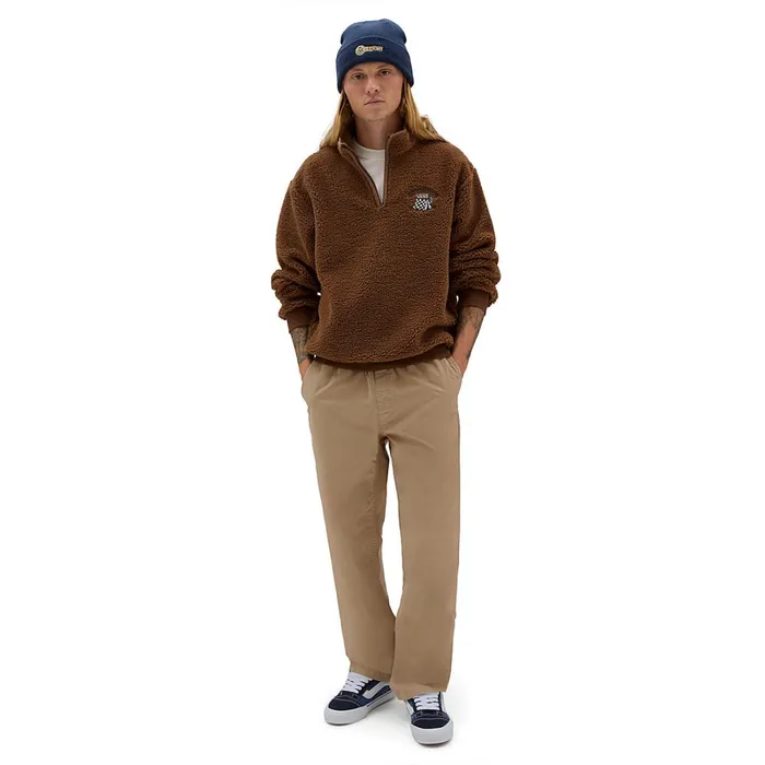 Vans Hoodies and Sweatshirts Men Happy Camper Quarter Zip Sweatshirt Brown