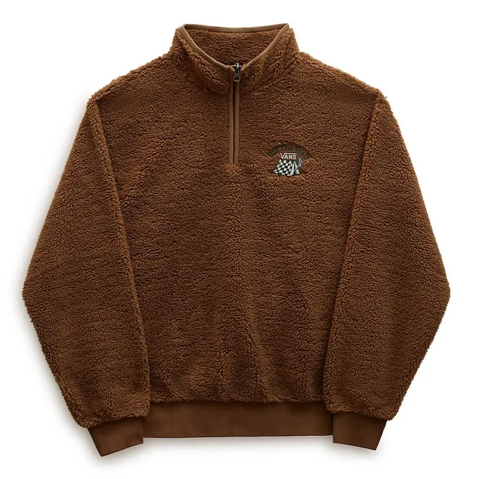 Vans Hoodies and Sweatshirts Men Happy Camper Quarter Zip Sweatshirt Brown