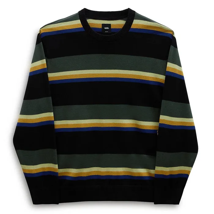 Vans Hoodies and Sweatshirts Men Tacuba Stripe Crew Sweater Black Green