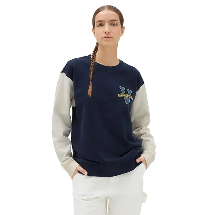 Vans Hoodies and Sweatshirts Women Varsity V Oversized Crew Sweatshirt Blue