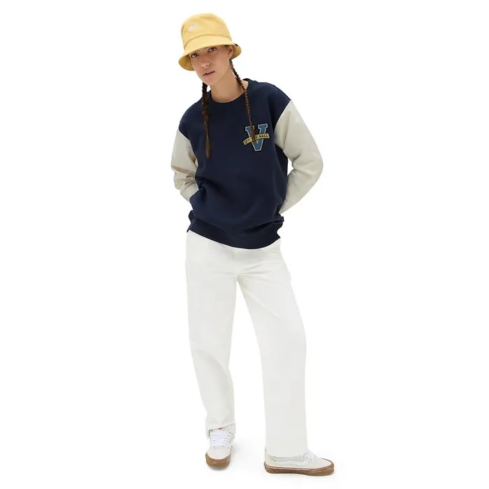 Vans Hoodies and Sweatshirts Women Varsity V Oversized Crew Sweatshirt Blue