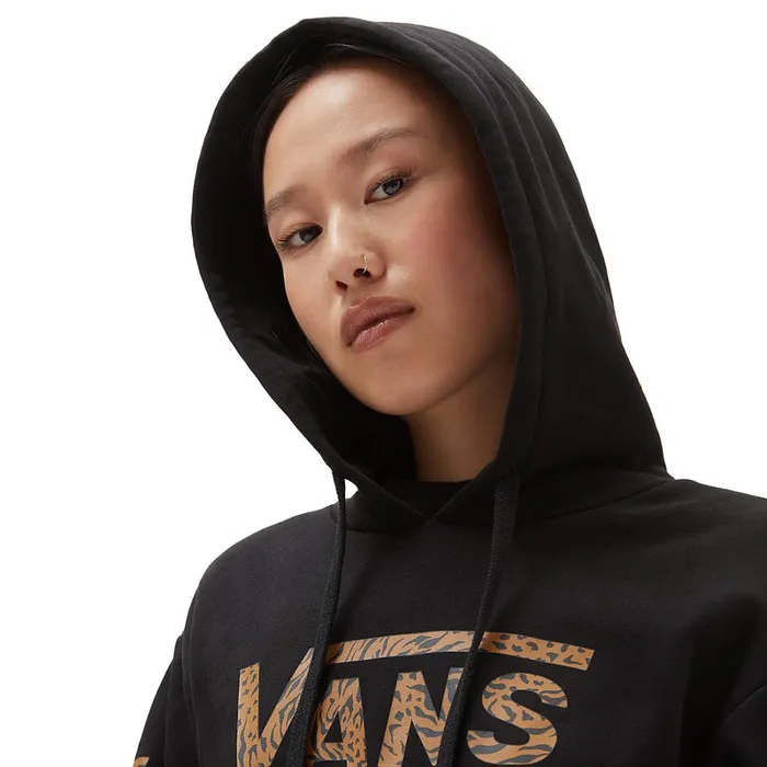 Vans Hoodies and Sweatshirts Women Wyld Tangle Animal Boyfriend Fit Pullover Hoodie Black