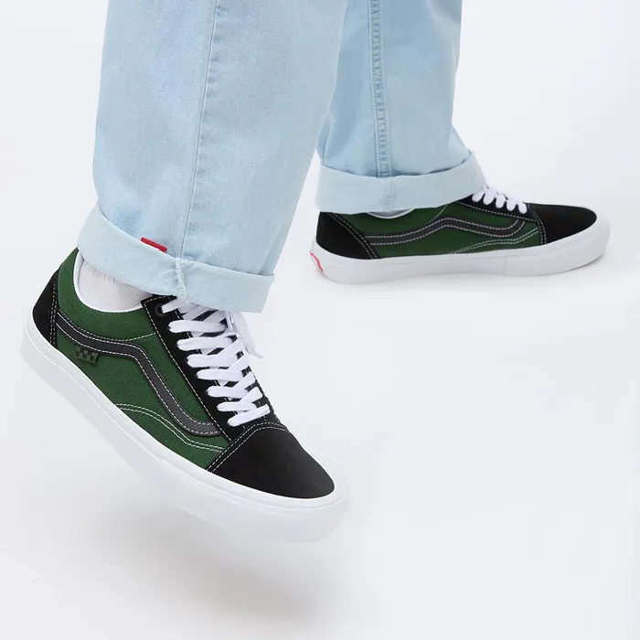 Vans Lowtop Shoes Women Skate Old Skool Safari Shoes Black Green