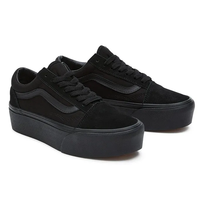 Vans Platform Shoes Women Old Skool Stackform Shoes Black