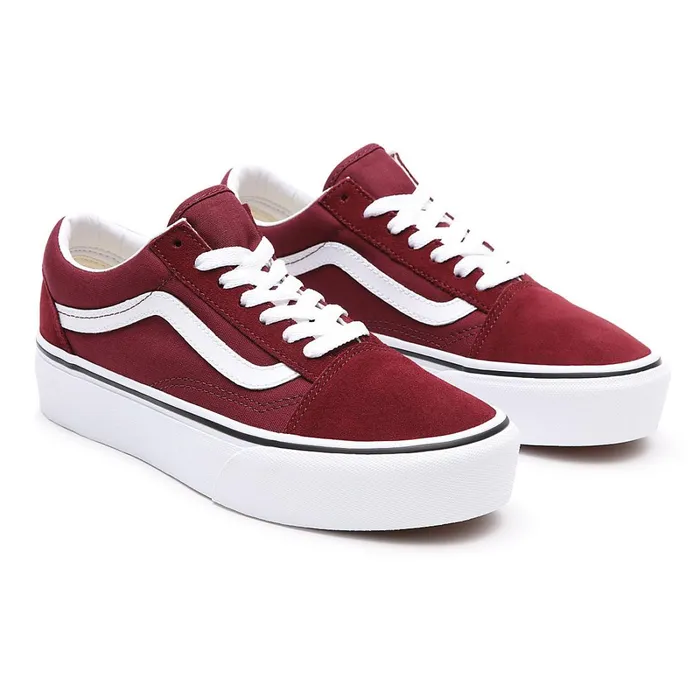Vans Platform Shoes Women Platform Old Skool Shoes Red