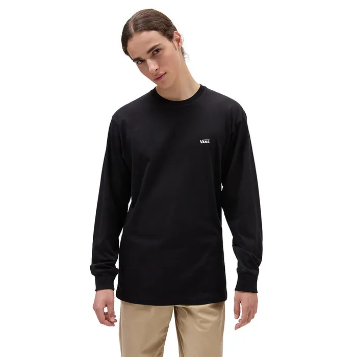 Vans Tshirts and Tanks Men Left Chest Hit Long Sleeve Tshirt Black White
