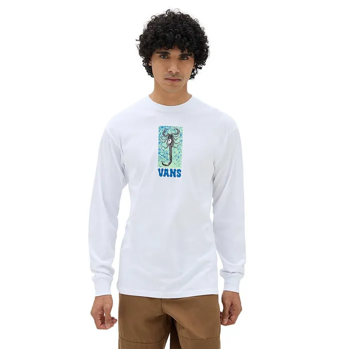 Vans Tshirts and Tanks Men Ying Yang Scorpion Long Sleeve TShirt White
