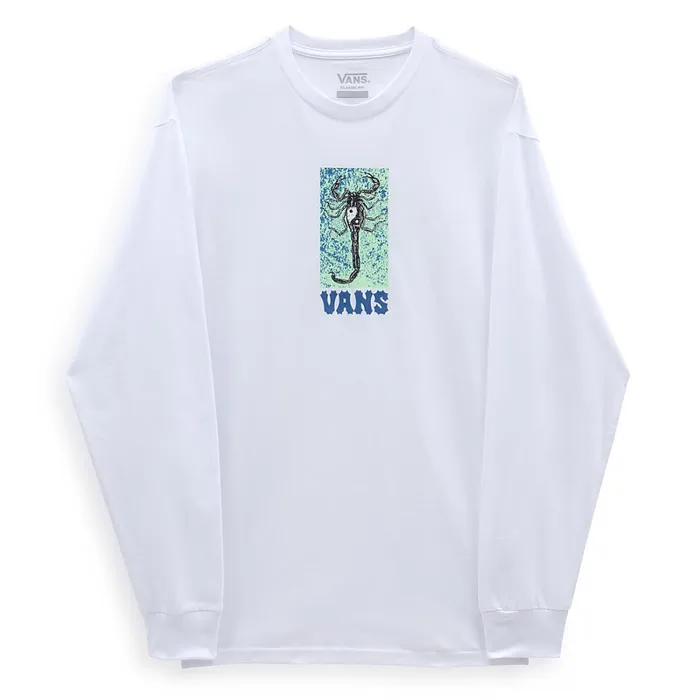 Vans Tshirts and Tanks Men Ying Yang Scorpion Long Sleeve TShirt White