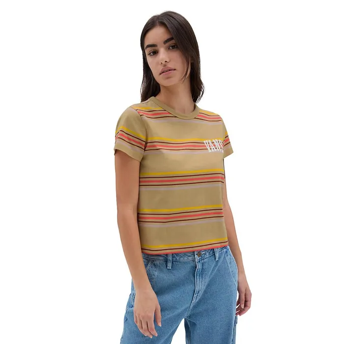 Vans Tshirts and Tops Women Varsity V Mini TShirt Beige