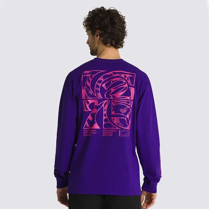 Vans View All Men Digital Demented Logo Long Sleeve TShirt Purple