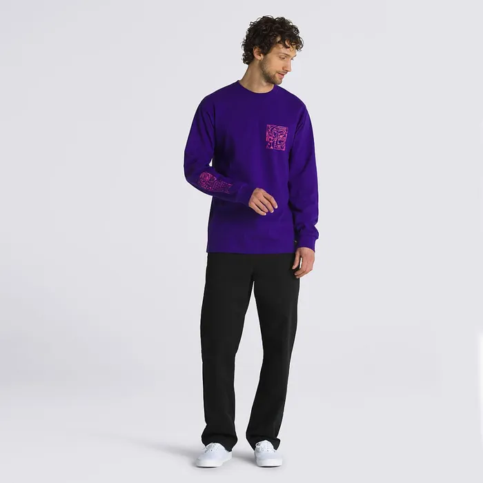 Vans View All Men Digital Demented Logo Long Sleeve TShirt Purple