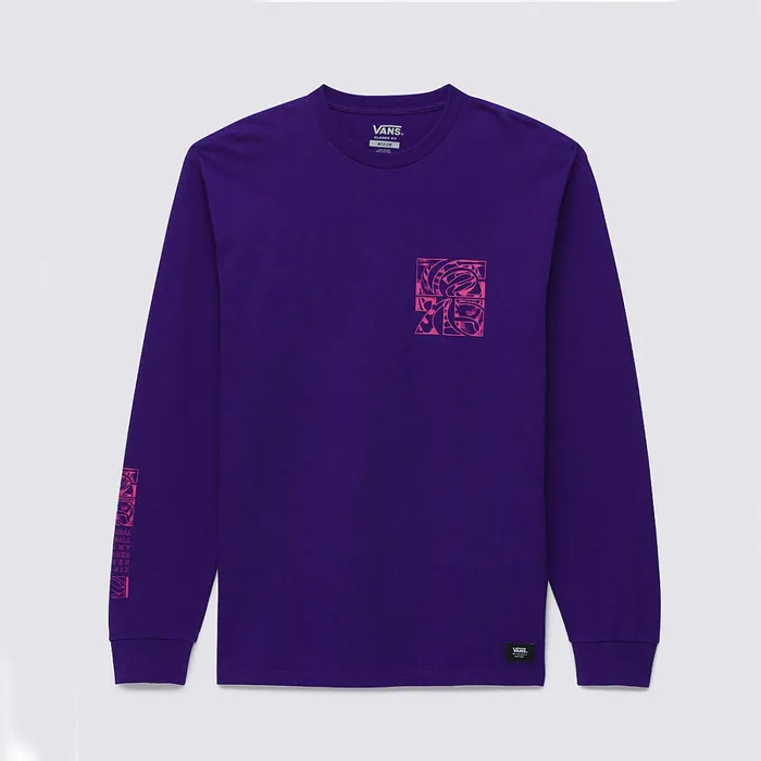 Vans View All Men Digital Demented Logo Long Sleeve TShirt Purple