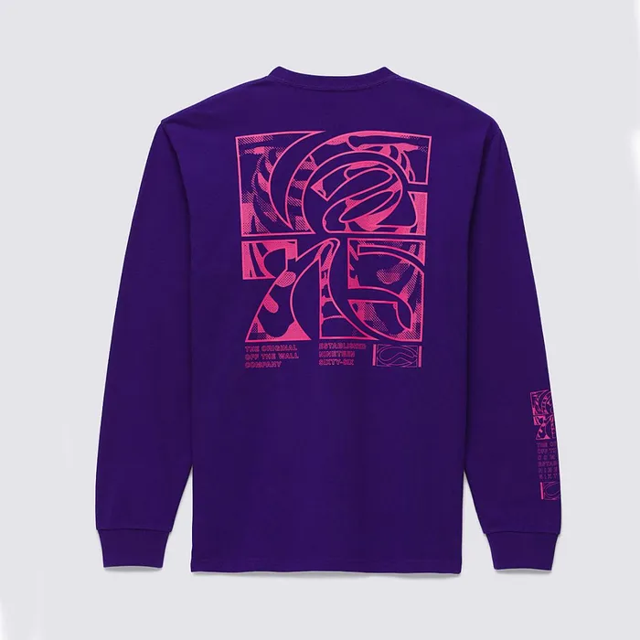 Vans View All Men Digital Demented Logo Long Sleeve TShirt Purple