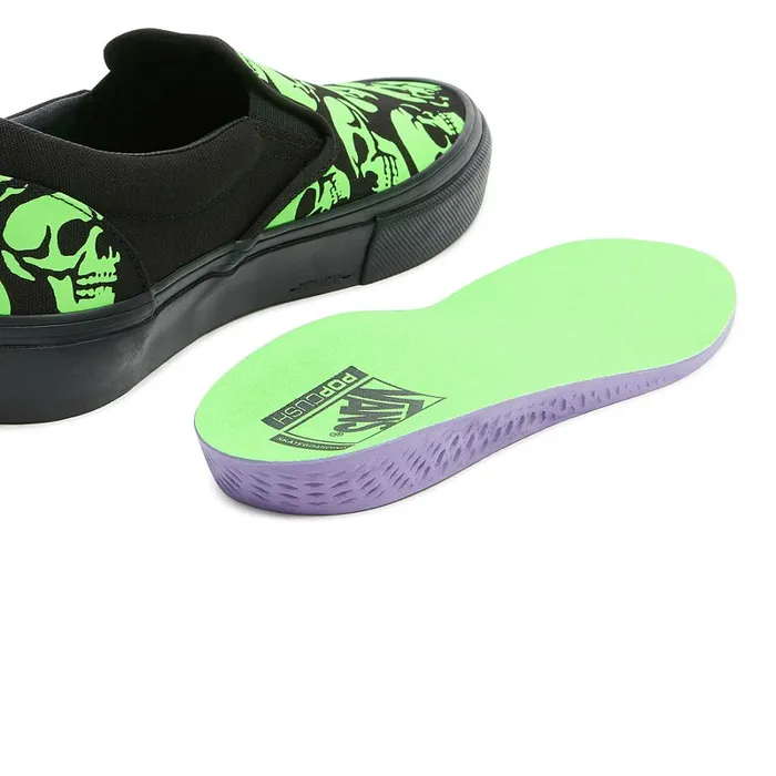 Vans View All Men Skate SlipOn Glow Skulls Shoes Green