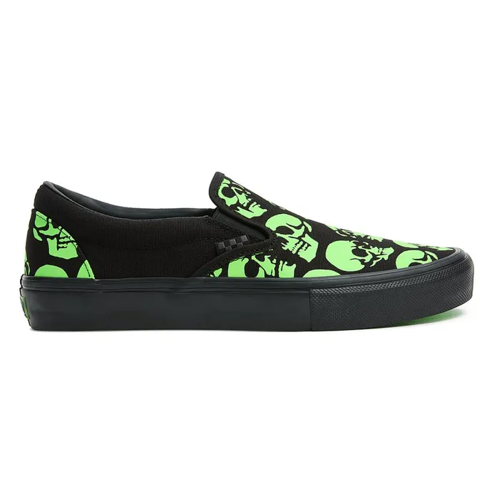 Vans View All Men Skate SlipOn Glow Skulls Shoes Green