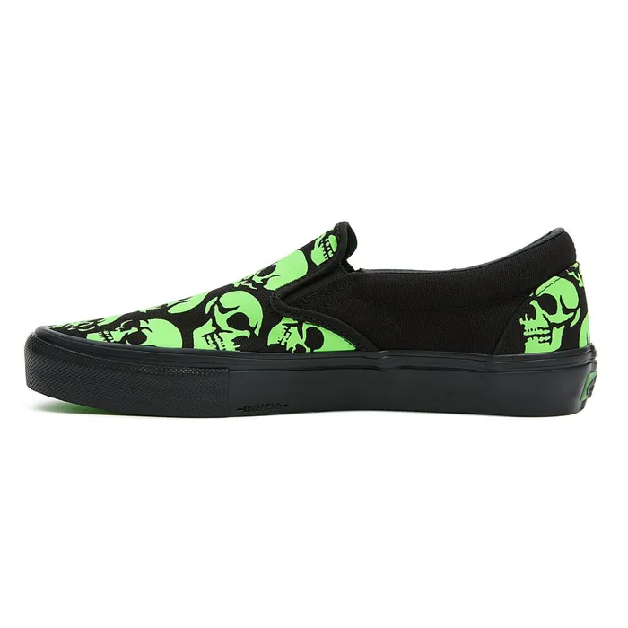 Vans View All Men Skate SlipOn Glow Skulls Shoes Green
