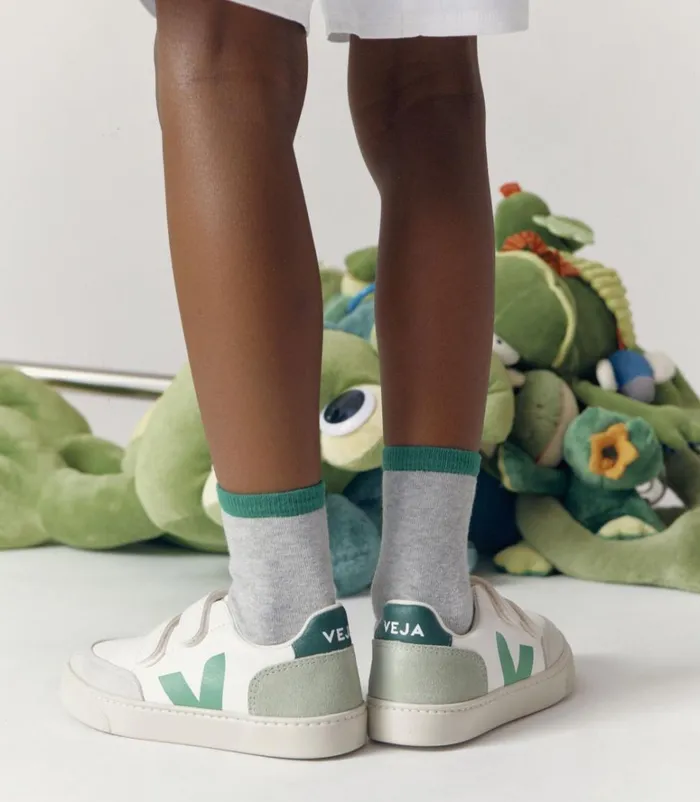 VEJA V12 Kids V12 CHROMEFREE LEATHER EXTRA WHITE MULTICO CLAY