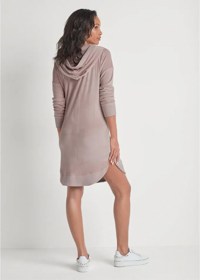 VELOUR ZIPPER FRONT DRESS Light Pink Women VENUS Dresses