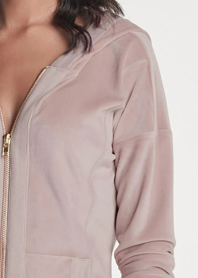 VELOUR ZIPPER FRONT DRESS Light Pink Women VENUS Dresses