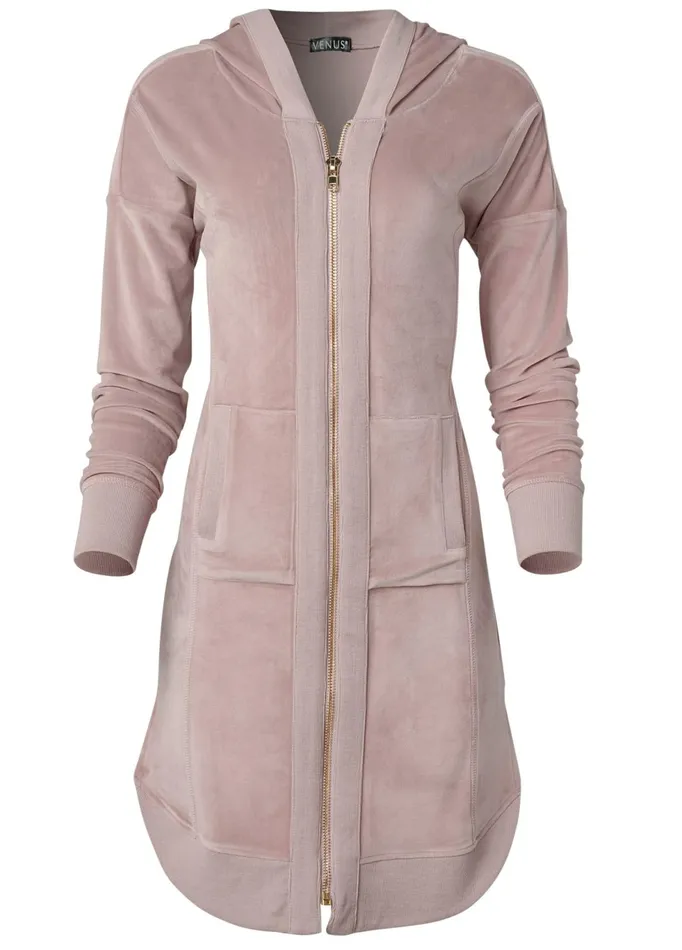 VELOUR ZIPPER FRONT DRESS Light Pink Women VENUS Dresses
