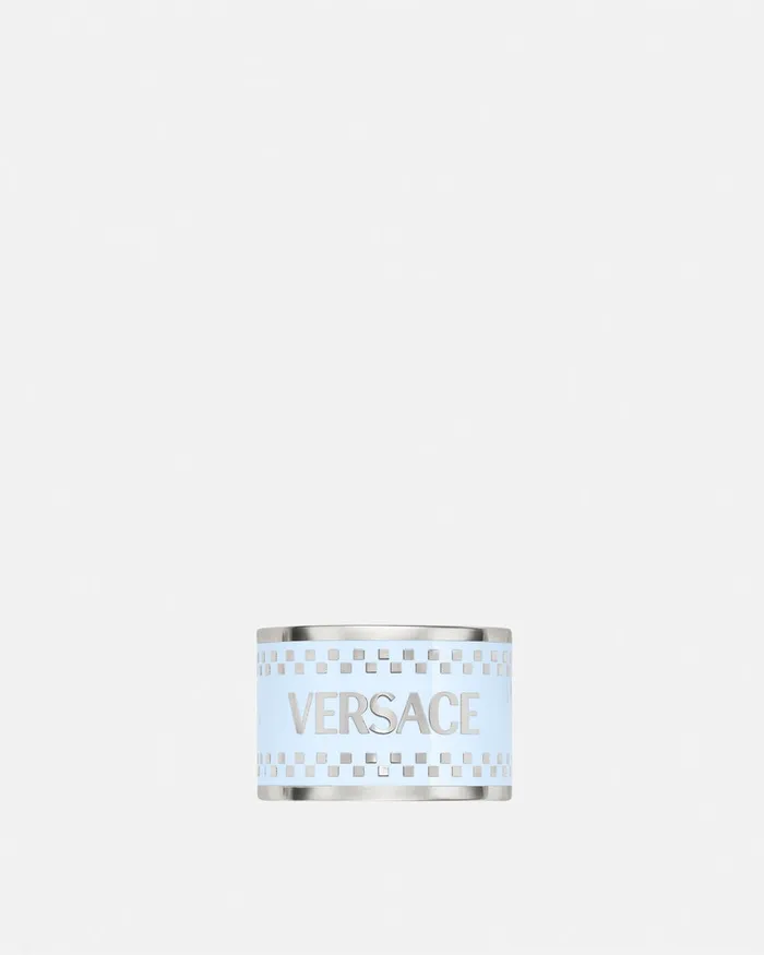 Versace 90s Vintage Logo Ring Light Blue MenWomen Rings