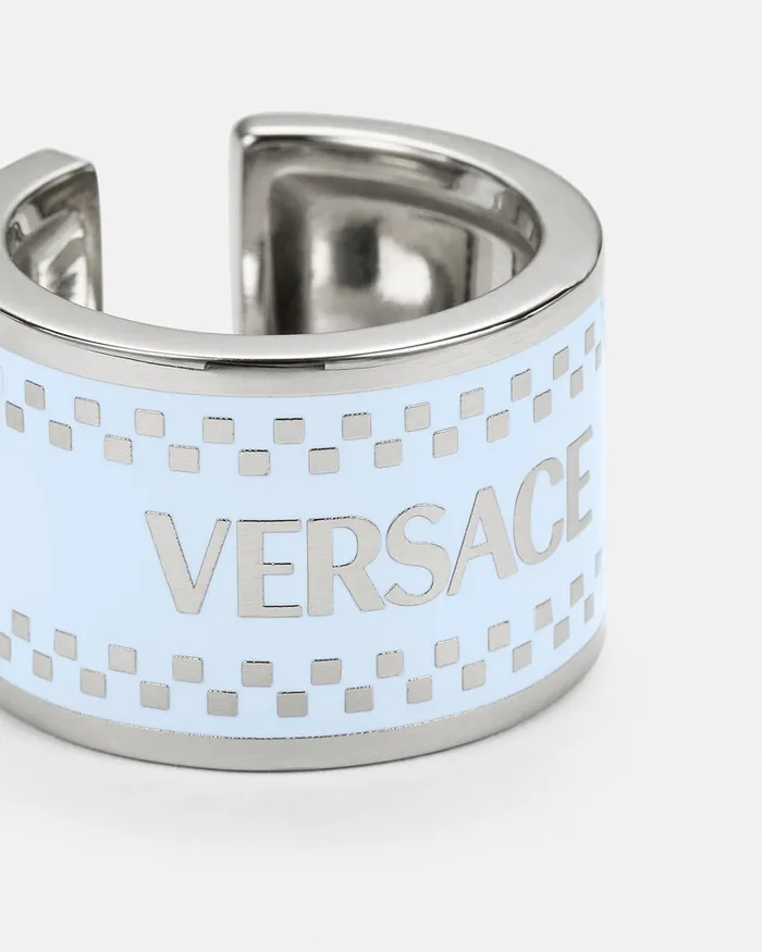 Versace 90s Vintage Logo Ring Light Blue MenWomen Rings