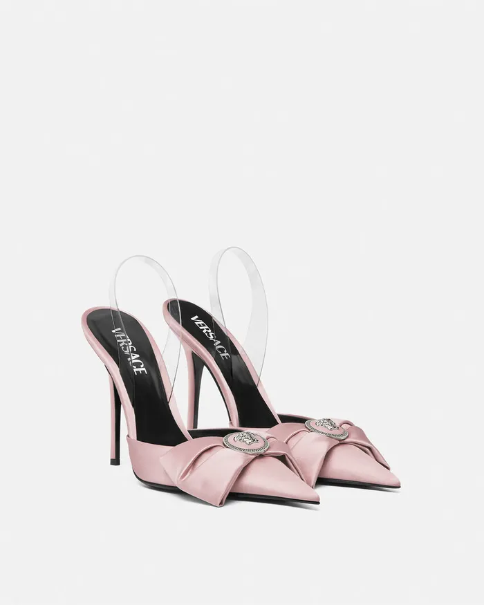 Versace Alia Satin Slingback Pumps 110 Mm Light Pink Women Pumps and Slingbacks