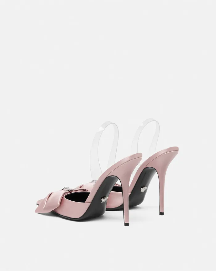 Versace Alia Satin Slingback Pumps 110 Mm Light Pink Women Pumps and Slingbacks
