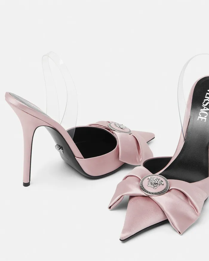 Versace Alia Satin Slingback Pumps 110 Mm Light Pink Women Pumps and Slingbacks