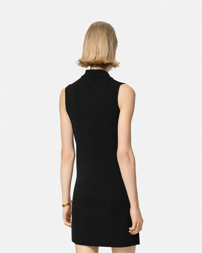 Versace CashmereBlend Shift Knit Mini Dress Black Women Dresses