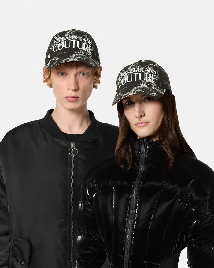 Versace Chromo Couture Logo Baseball Cap Blackprint WomenMen Jeans Couture