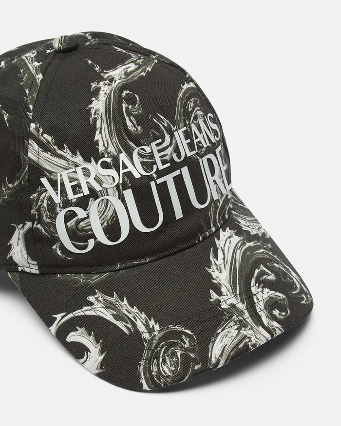 Versace Chromo Couture Logo Baseball Cap Blackprint WomenMen Jeans Couture