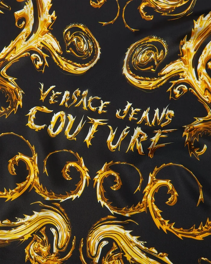 Versace Chromo Couture Silk Foulard 90 Cm Blackgold Women Jeans Couture