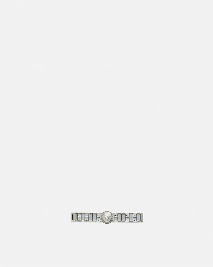 Versace Crystal Gianni Ribbon Cuff Ring Silver Women Rings
