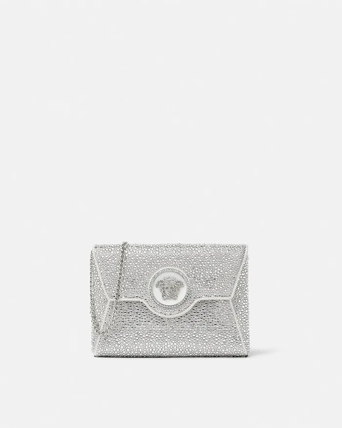 Versace Crystal La Medusa Envelope Clutch White Women Shoulder and Crossbody