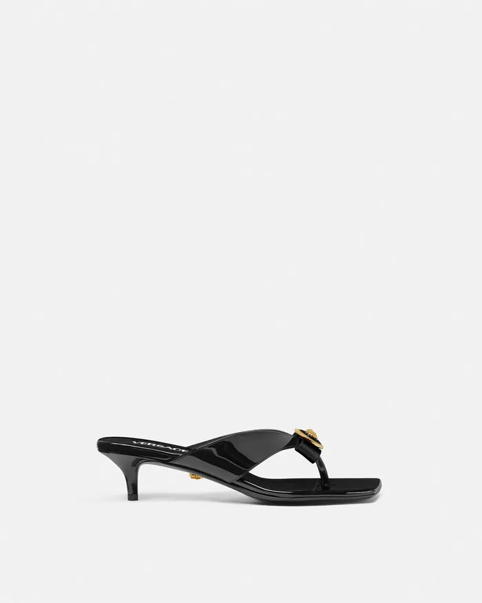 Versace Gianni Ribbon Mules 45 Mm Blackgold Women Sandals